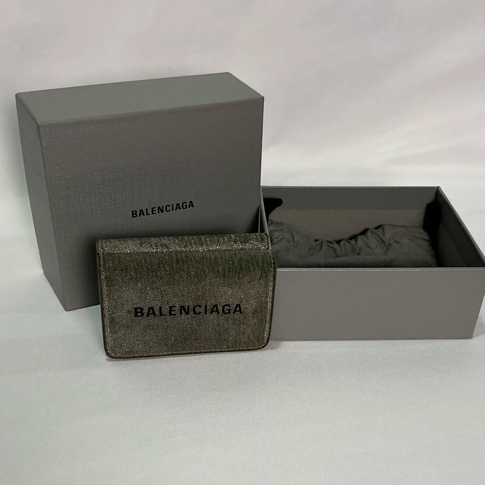 Balenciaga Silver glitter Paper Mini Wallet - Picture 2 of 16